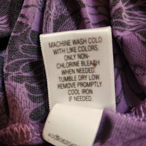 Apt. 9 Peplum V Neck Kimono Blouse Purple and Black Floral Womens Size XL - Picture 5 of 7